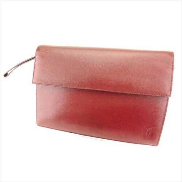Authentic Cartier Clutch bag Mastline Red leather Woman